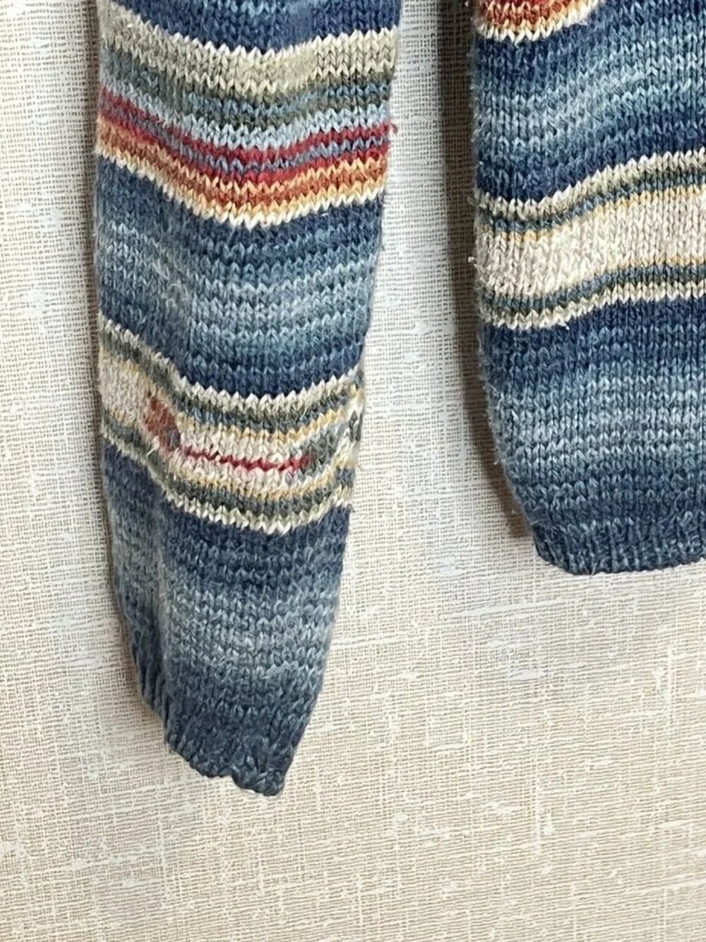 Lauren Ralph Lauren Southwestern Stripe Knit Roll Neck Sweater Linen Cotton Med